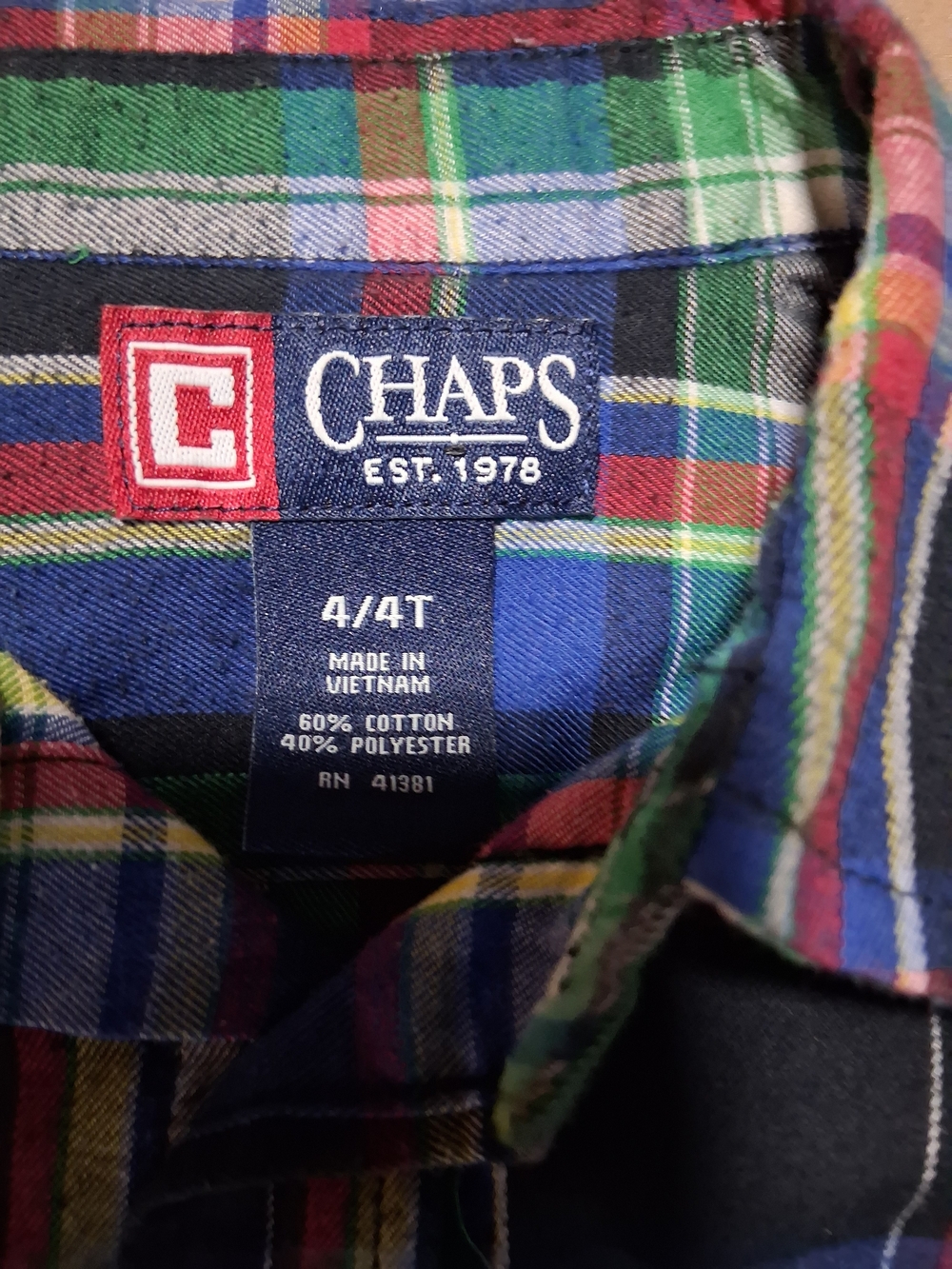 The Children's Place Chaps Lands End Boy Plaid Button-Up Shirt 4T - Picture 3 of 7